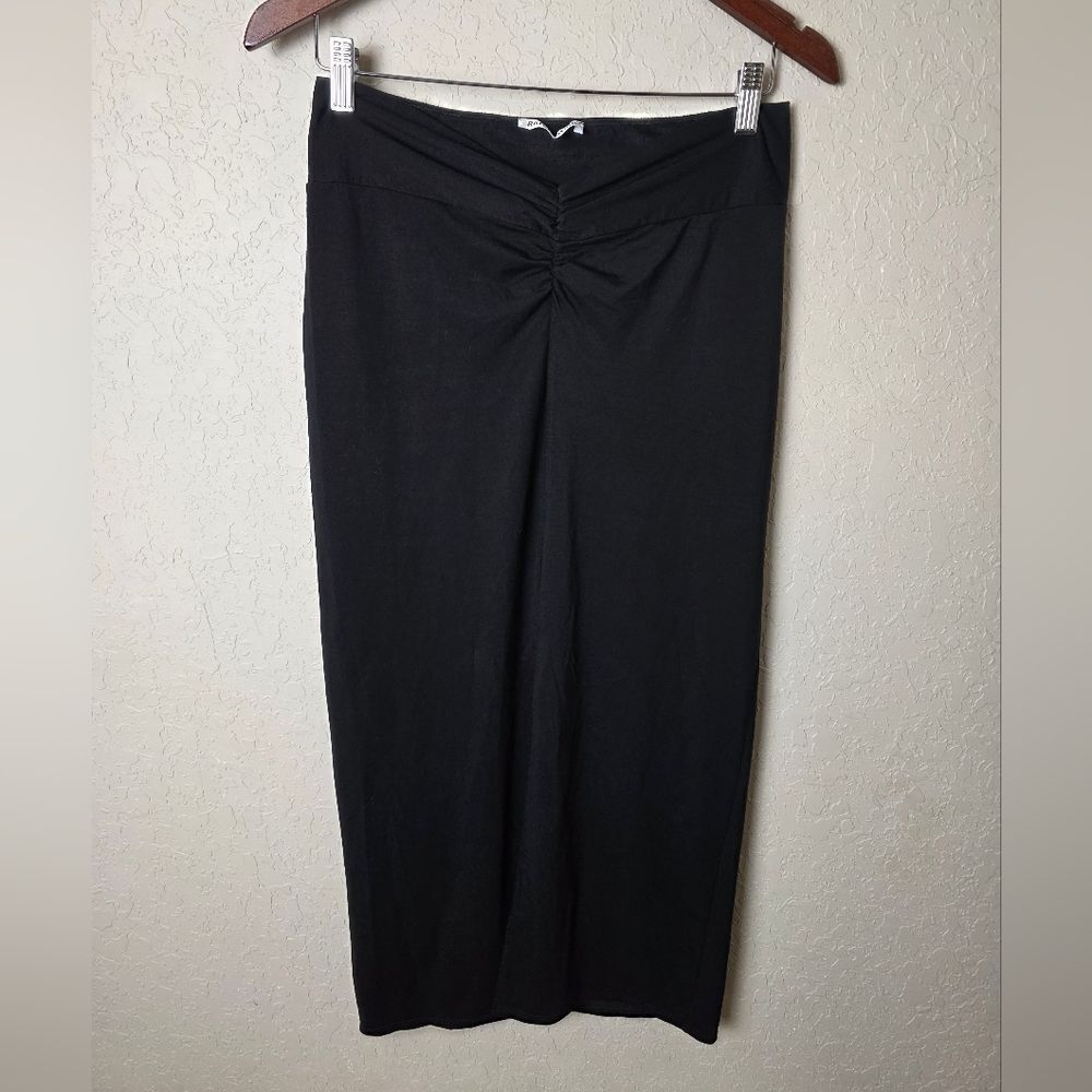 Reformation Ruched Front Pencil Midi Skirt Black Size M